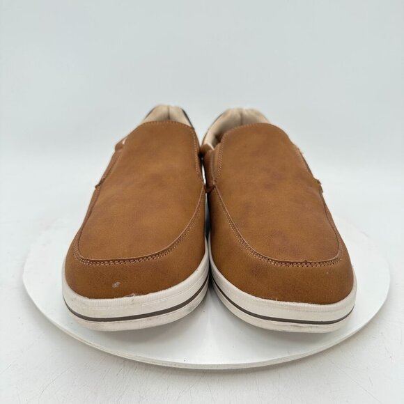 Izod Memory Foam Men Size 13M Brown Leather Elastic Pull On Casual Shoes - Picture 2 of 11